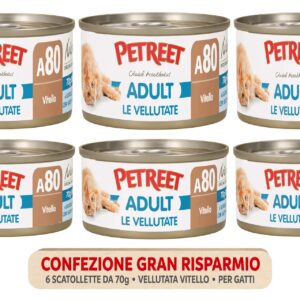 Petreet A80 Adult Le Vellutate Vitello - Confezione Gran Risparmio 6x70g